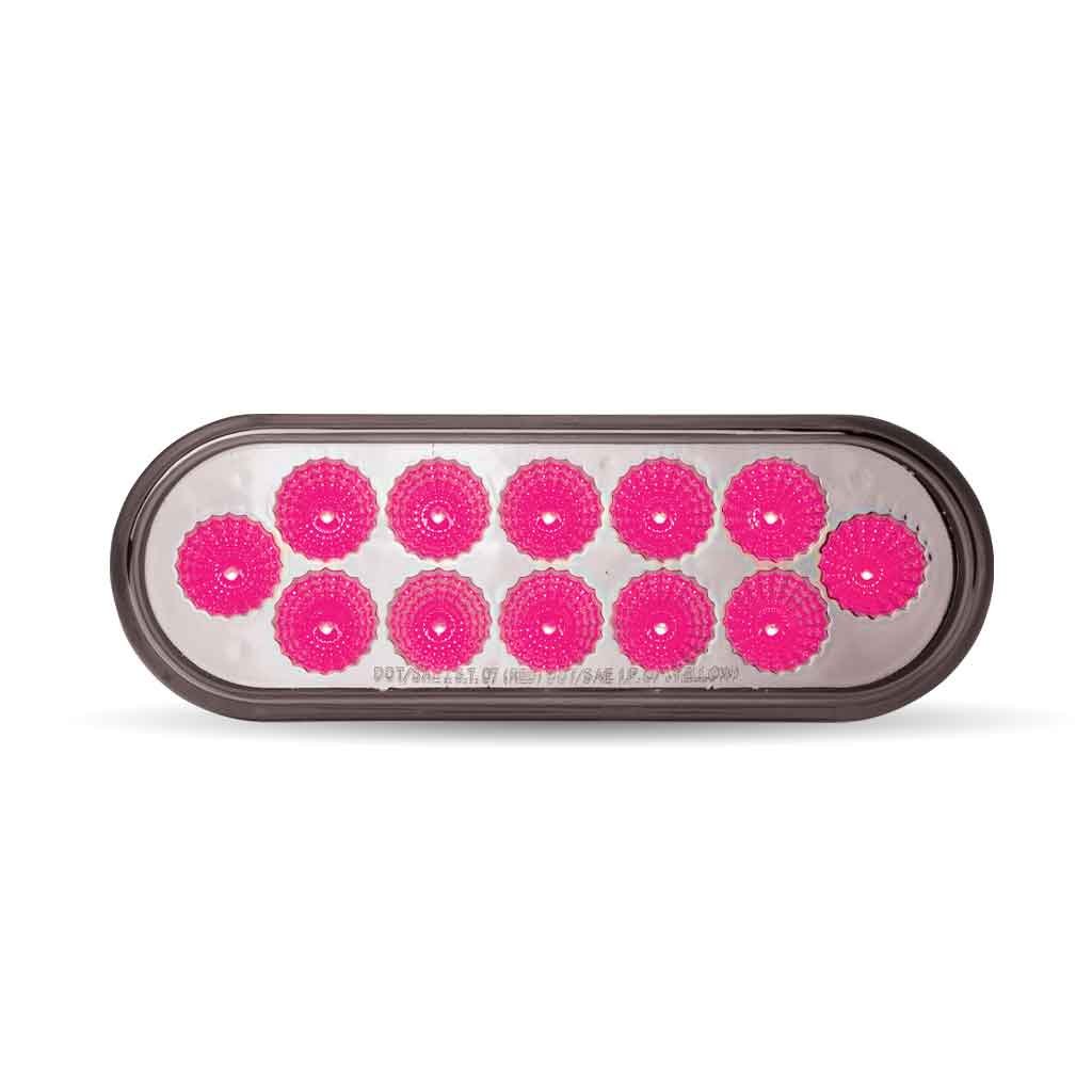 TLED-OXAPINK_FRONT_FUNC2 6" Amber Turn & Marker to Pink Auxiliary LED Oval Light - 12 Diodes - Image 2