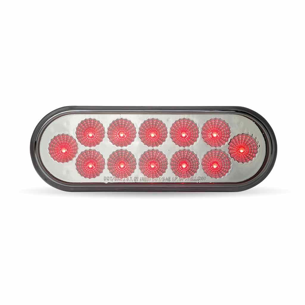 TLED-OXRB_FRONT_FUNC1 6" Red Stop, Turn & Tail to Blue Auxiliary LED Oval Light - 12 Diodes - Image 4