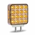 Amber/Red Turn & Marker to Green Auxiliary Square Reflector Double Face LED Light - Double Post | 38 Diodes | Clear Lens - Image 8