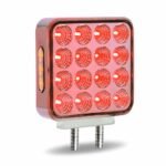 Amber/Red Turn & Marker to Green Auxiliary Square Reflector Double Face LED Light - Double Post | 38 Diodes | Clear Lens - Image 9