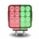 Amber/Red Turn & Marker to Green Auxiliary Square Reflector Double Face LED Light - Double Post | 38 Diodes | Clear Lens - Image 2