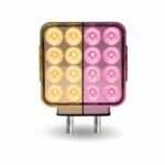 Amber/Red Turn & Marker to Pink Auxiliary Double Face Square Reflector LED Light - 38 Diodes-TLED-SDXPINK