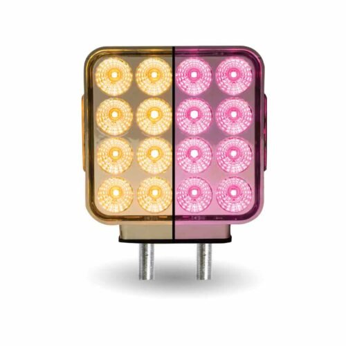 Amber/Red Turn & Marker to Pink Auxiliary Double Face Square Reflector LED Light - 38 Diodes-TLED-SDXPINK