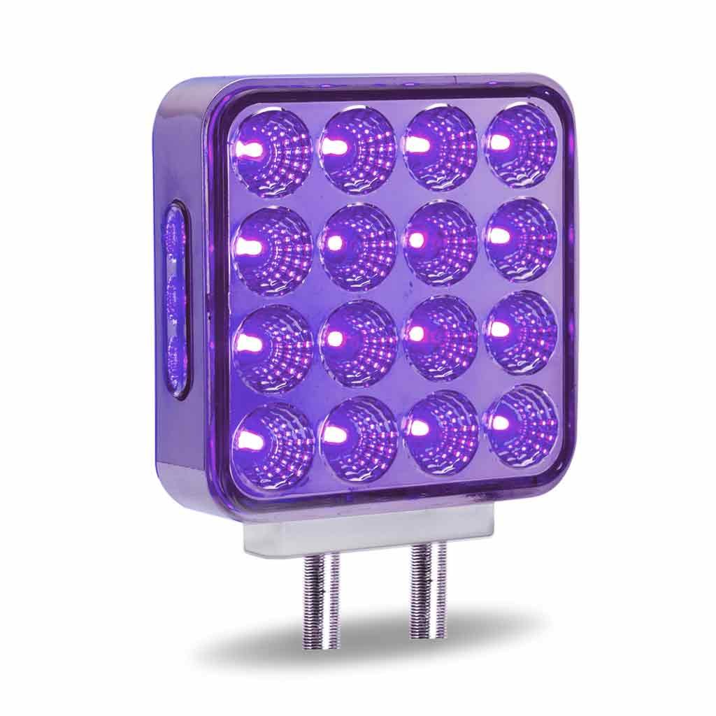 TLED-SDXP_ANGLE_FUNC3 Amber/Red Turn & Marker to Purple Auxiliary Square Reflector Double Face LED Light - Double Post | 38 Diodes | Clear Lens - Image 10