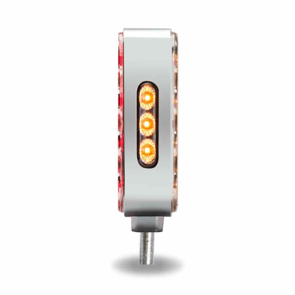 TLED-SDXP_SIDE Amber/Red Turn & Marker to Purple Auxiliary Square Reflector Double Face LED Light - Double Post | 38 Diodes | Clear Lens - Image 3