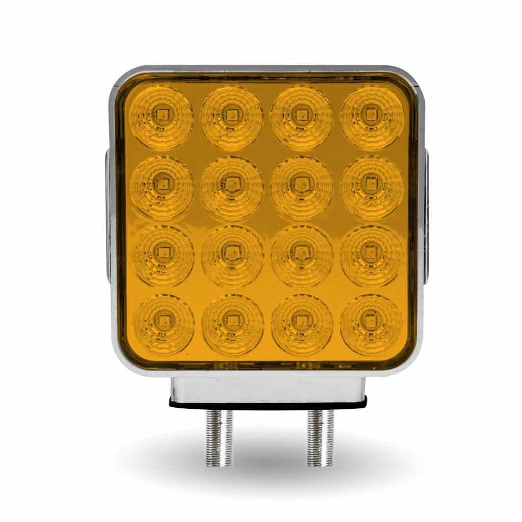 Amber/Red Turn & Marker Square Reflector Double Face LED Light - Double Post | 38 Diodes | Amber/Red Lens-TLED-SDX