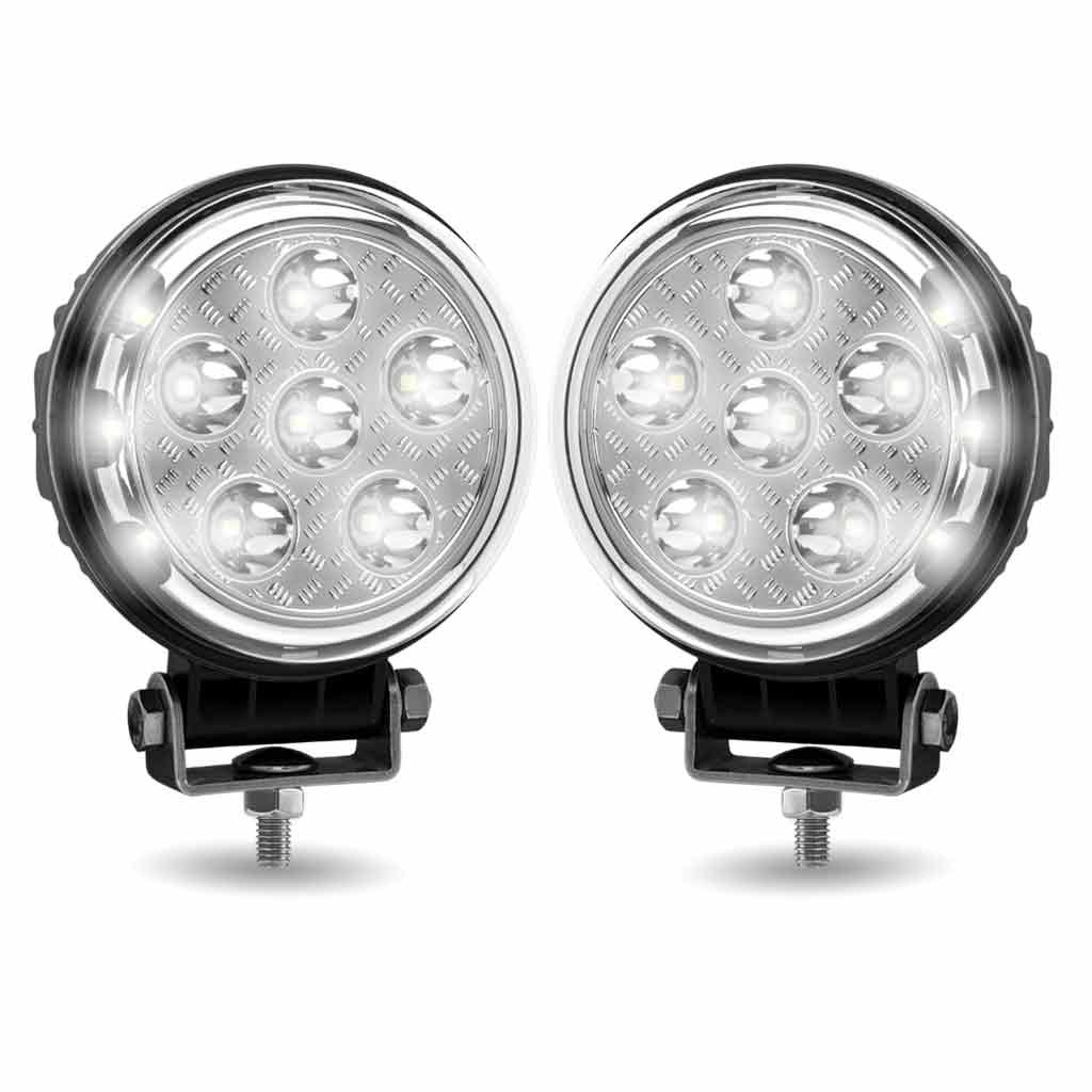 TLED-U102_ANGLE_ON 4.5" Radiant Series Round LED Work Lamps with Maximum Light Output (Pair) - Combination Spot & Flood Beam | 4300 Lumens (Each) - Image 3