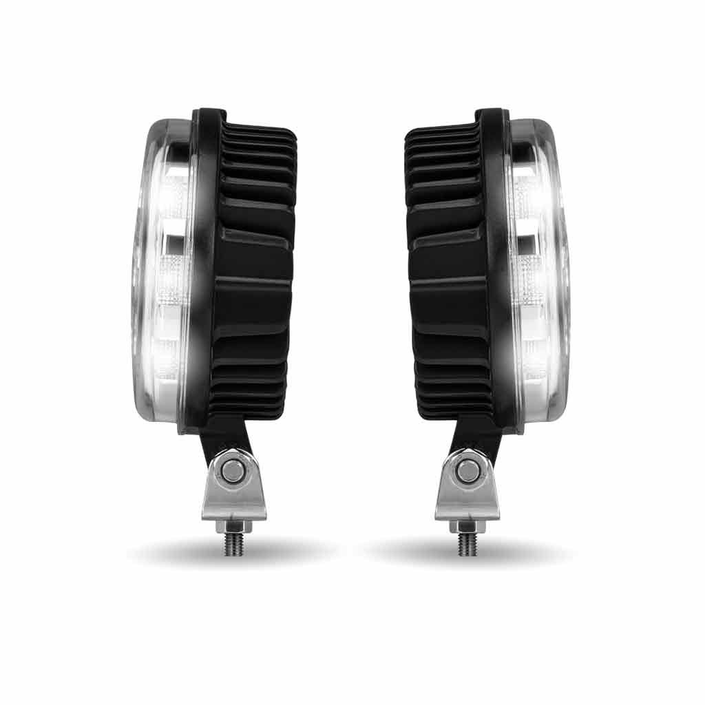 TLED-U102_SIDE_ON 4.5" Radiant Series Round LED Work Lamps with Maximum Light Output (Pair) - Combination Spot & Flood Beam | 4300 Lumens (Each) - Image 5