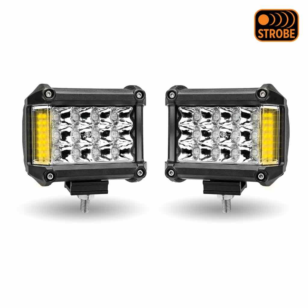 TLED-U106_ANGLE_FUNC2 4" Cube LED Work Lamps with Amber Strobe Function (Pair) - Spot Beam | 1800 Lumens (Each) - Image 7