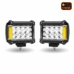 4" Cube LED Work Lamps with Amber Strobe Function (Pair) - Spot Beam | 1800 Lumens (Each) - Image 8
