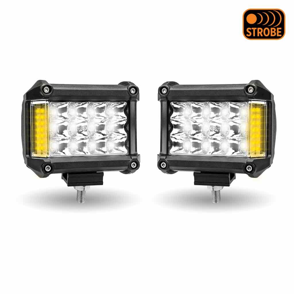 TLED-U106_ANGLE_FUNC3 4" Cube LED Work Lamps with Amber Strobe Function (Pair) - Spot Beam | 1800 Lumens (Each) - Image 8