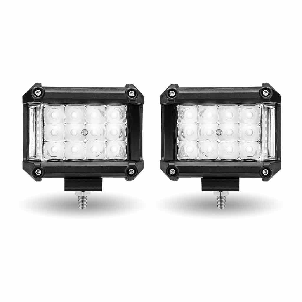 TLED-U106_FRONT_FUNC1 4" Cube LED Work Lamps with Amber Strobe Function (Pair) - Spot Beam | 1800 Lumens (Each) - Image 2
