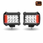 4" Cube LED Work Lamps with Red Strobe Function (Pair) - Spot Beam | 1800 Lumens (Each) - Image 4