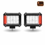4" Cube LED Work Lamps with Red Strobe Function (Pair) - Spot Beam | 1800 Lumens (Each) - Image 3