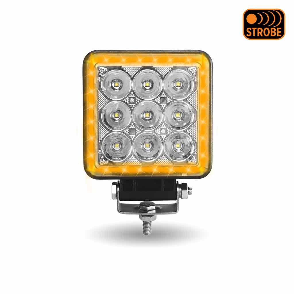 TLED-U118_FRONT_FUNC1 4.25" Square LED Work Lamp with Strobe Function - Spot Beam | 3500 Lumens - Image 3