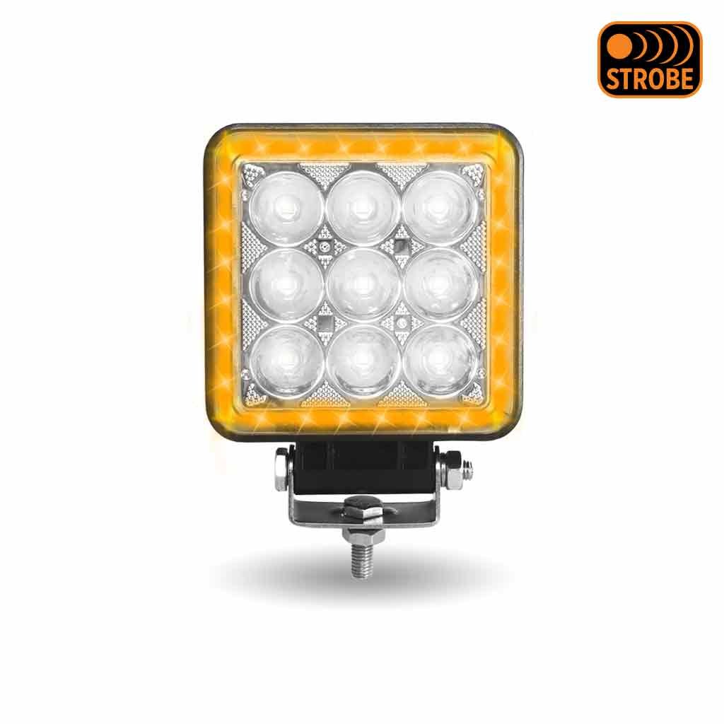 TLED-U118_FRONT_FUNC2 4.25" Square LED Work Lamp with Strobe Function - Spot Beam | 3500 Lumens - Image 4