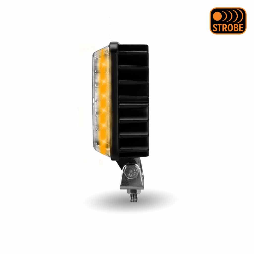 TLED-U118_SIDE_FUNC1 4.25" Square LED Work Lamp with Strobe Function - Spot Beam | 3500 Lumens - Image 8