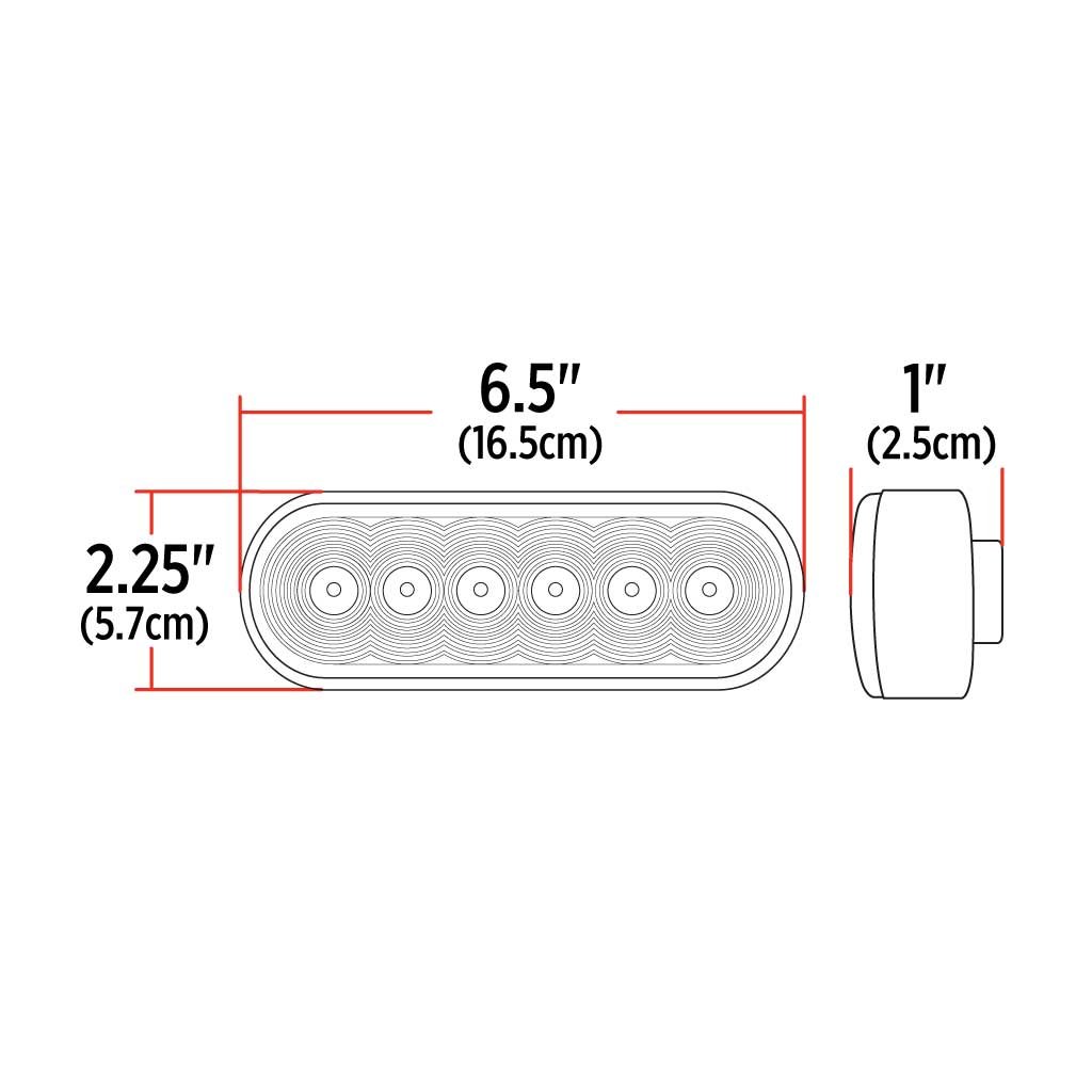 TLED-U17_DIMENSIONS 6" Grommet Mount Oval LED Work Lamp - Flood Beam | 660 Lumens - Image 6