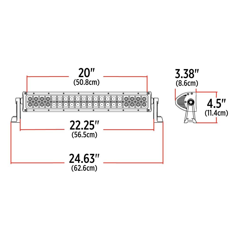 TLED-U66_DIMENSIONS 22" Double Row LED Light Bar - Combination Spot & Flood Beam | 12000 Lumens - Image 5
