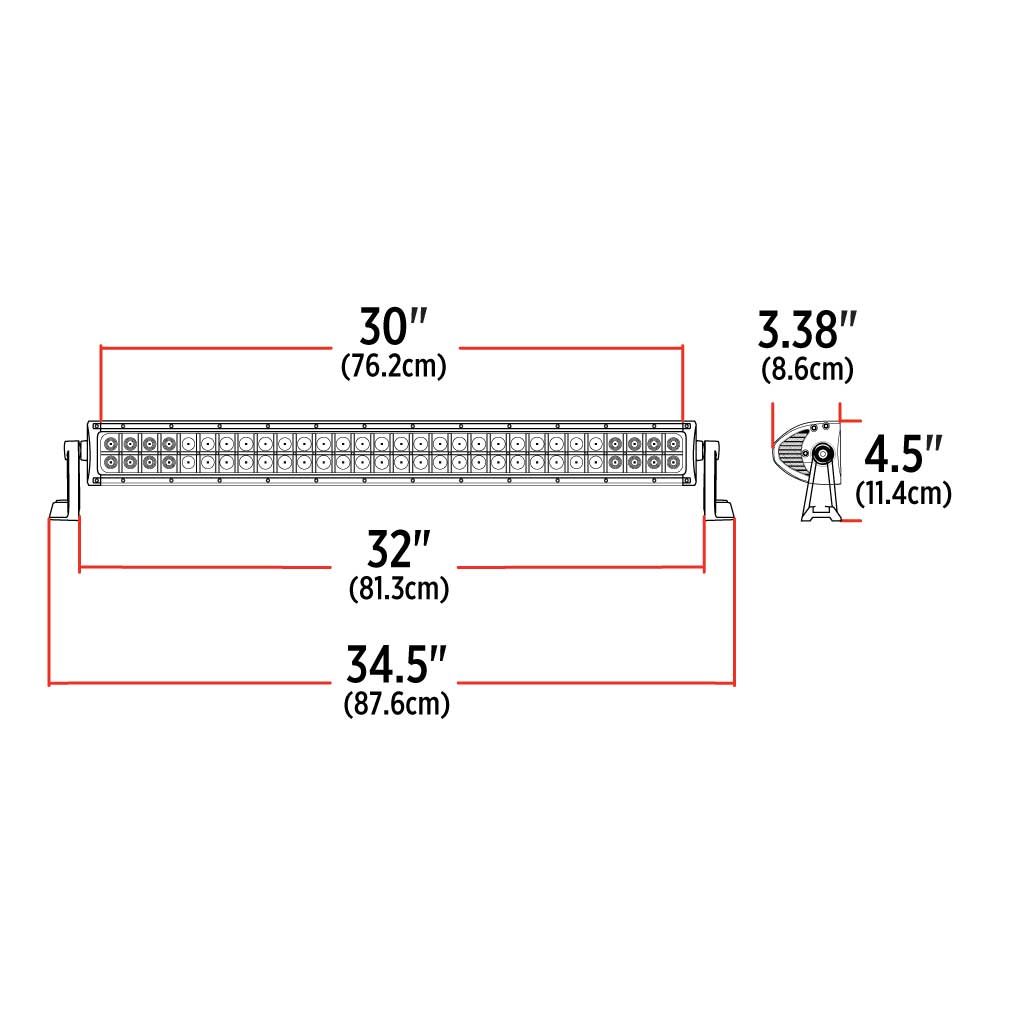TLED-U67_DIMENSIONS 32" Double Row LED Light Bar - Combination Spot & Flood Beam | 18000 Lumens - Image 5
