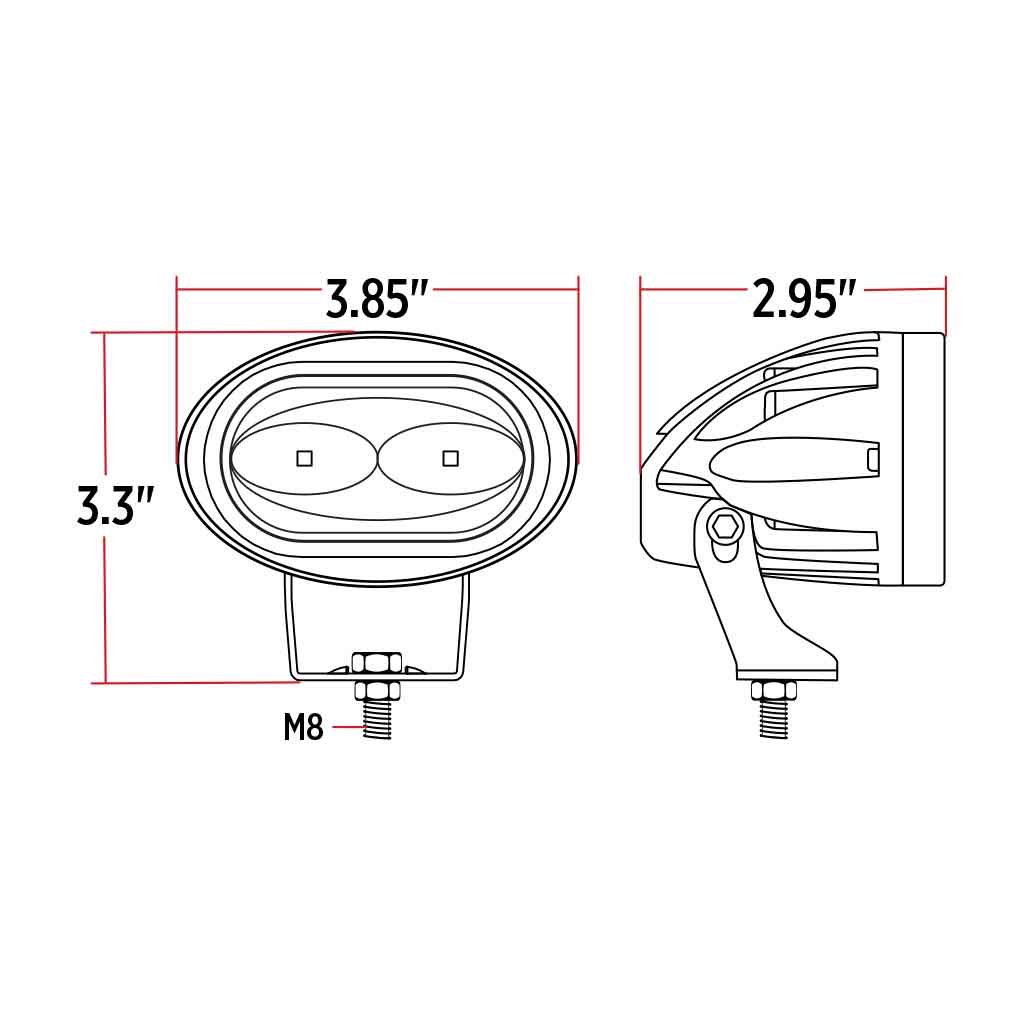 TLED-U8WG_TECH Dual Color Series White/Green LED Heavy Duty Work Lamp with Dual Color Function - Spot Beam | 1000 Lumens - Image 10