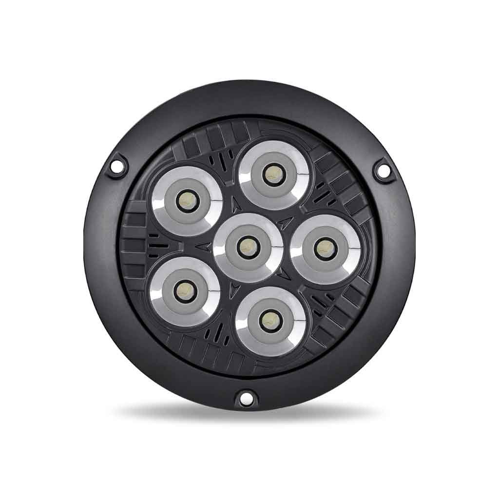 4" Legacy Series Flange Mount Black Round LED Work Light - Spot Beam | 2000 Lumens-TLED-UX8