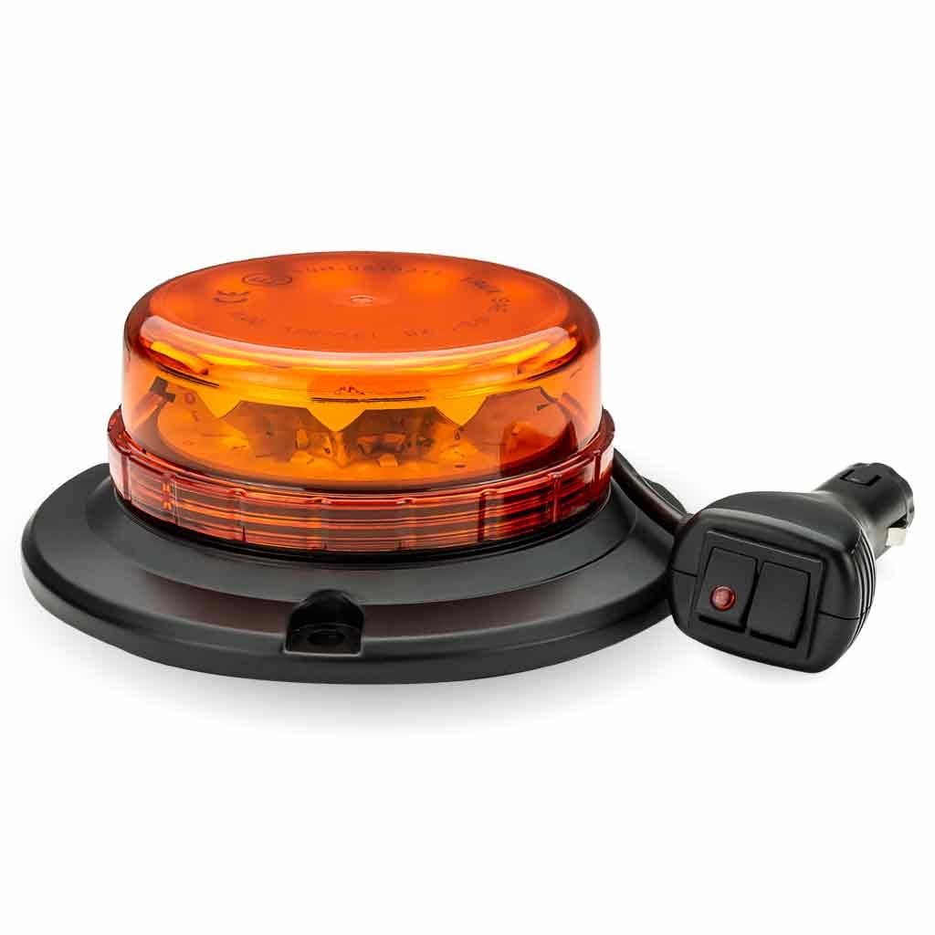 Class 1 Beacon Low Profile Vacuum Magnet Mount LED Warning Light - Dual Switch Cigarette Plug | 36 Flash Patterns-TLED-W11