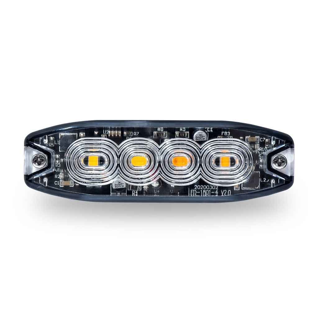 Class 1 Warning Series Surface Mount Split 2-color Slim LED Directional - White & Amber | 36 Flash Patterns | 4 Diodes-TLED-W34AW