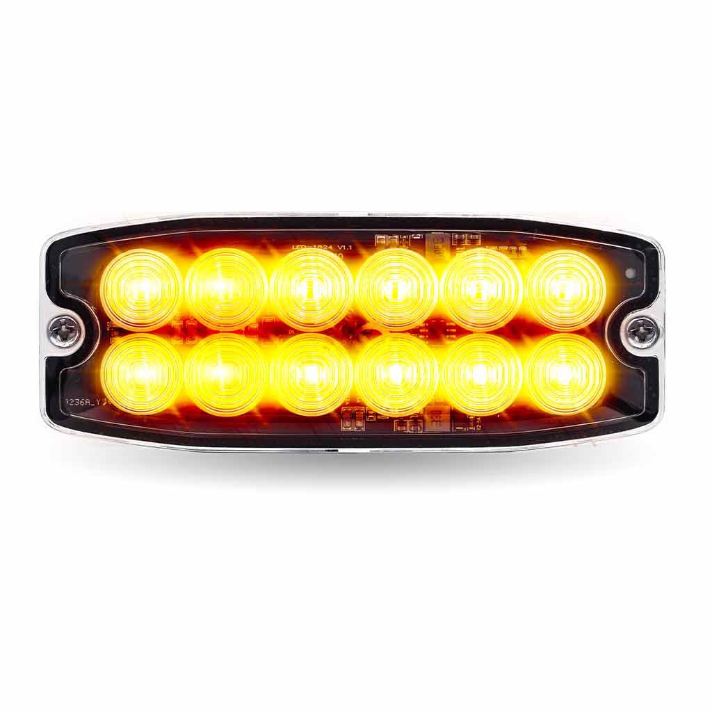 TLED-W412AB_FRONT_FUNC1 Dual Solid Color Directional LED Slim Surface Strobe Light - Amber / Blue Strobe - Image 2