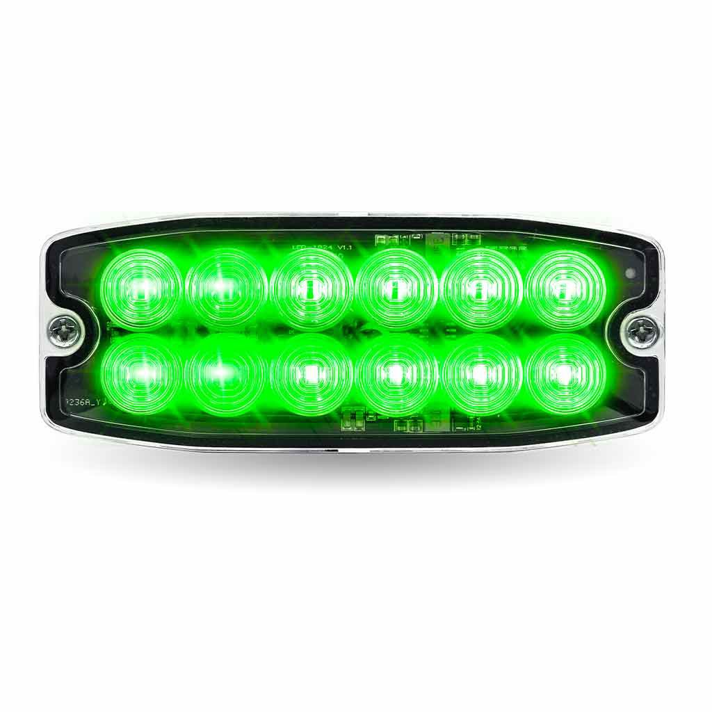 TLED-W412AG_FRONT_FUNC2 Dual Solid Color Directional LED Slim Surface Strobe Light - Amber / Green Strobe - Image 3