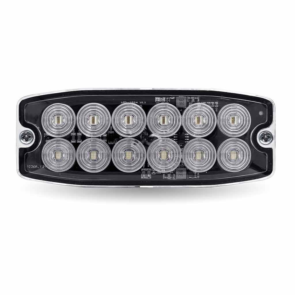 Dual Solid Color Directional LED Slim Surface Strobe Light - Amber / White Strobe-TLED-W412AW