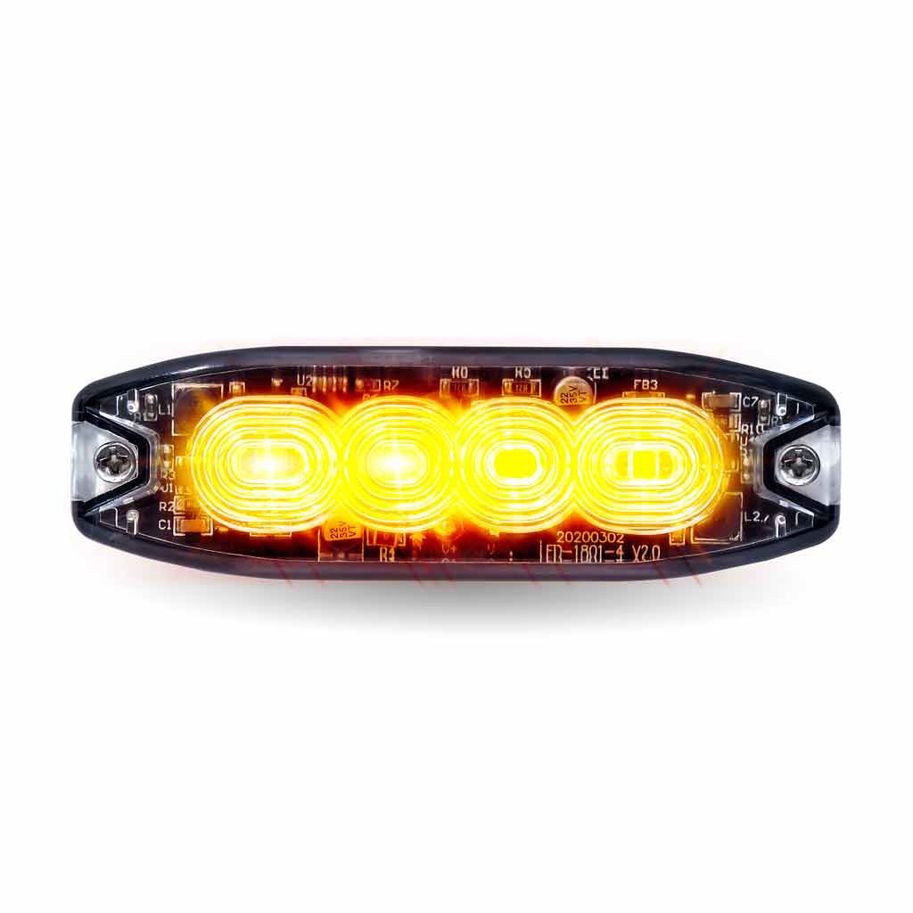 TLED-W44AB_FRONT_FUNC1 Dual Solid Color Directional LED Slim Surface Strobe Light - Amber / Blue Strobe - Image 2