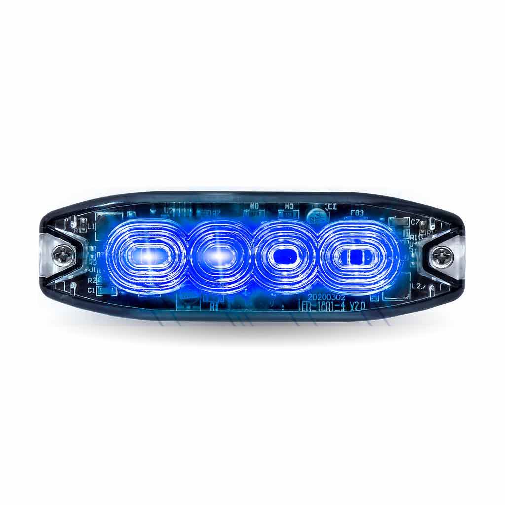 TLED-W44AB_FRONT_FUNC2 Dual Solid Color Directional LED Slim Surface Strobe Light - Amber / Blue Strobe - Image 3
