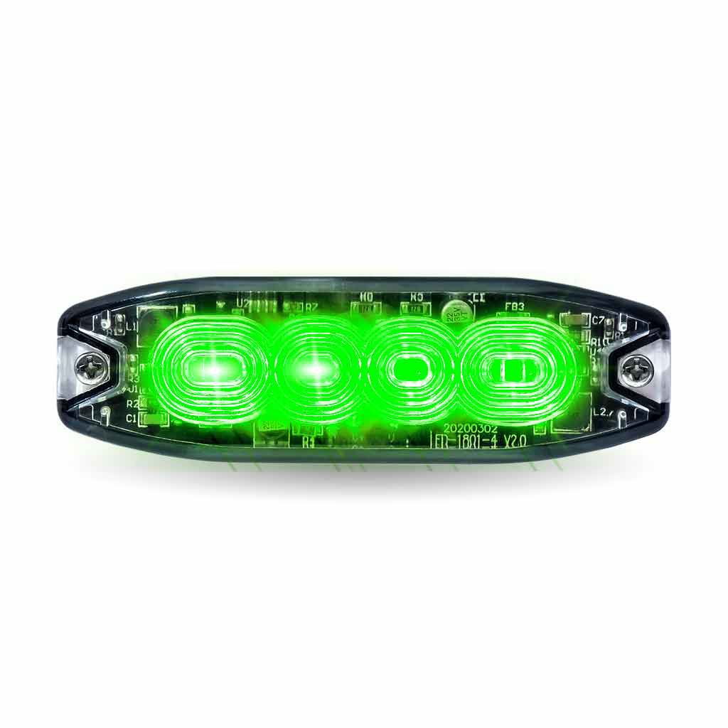 TLED-W44AG_FRONT_FUNC2 Dual Solid Color Directional LED Slim Surface Strobe Light - Amber / Green Strobe - Image 3