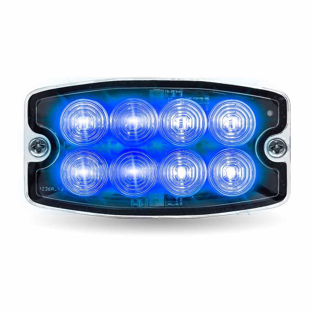 TLED-W48AB_FRONT_FUNC2 Dual Solid Color Directional LED Slim Surface Strobe Light - Amber / Blue Strobe - Image 3
