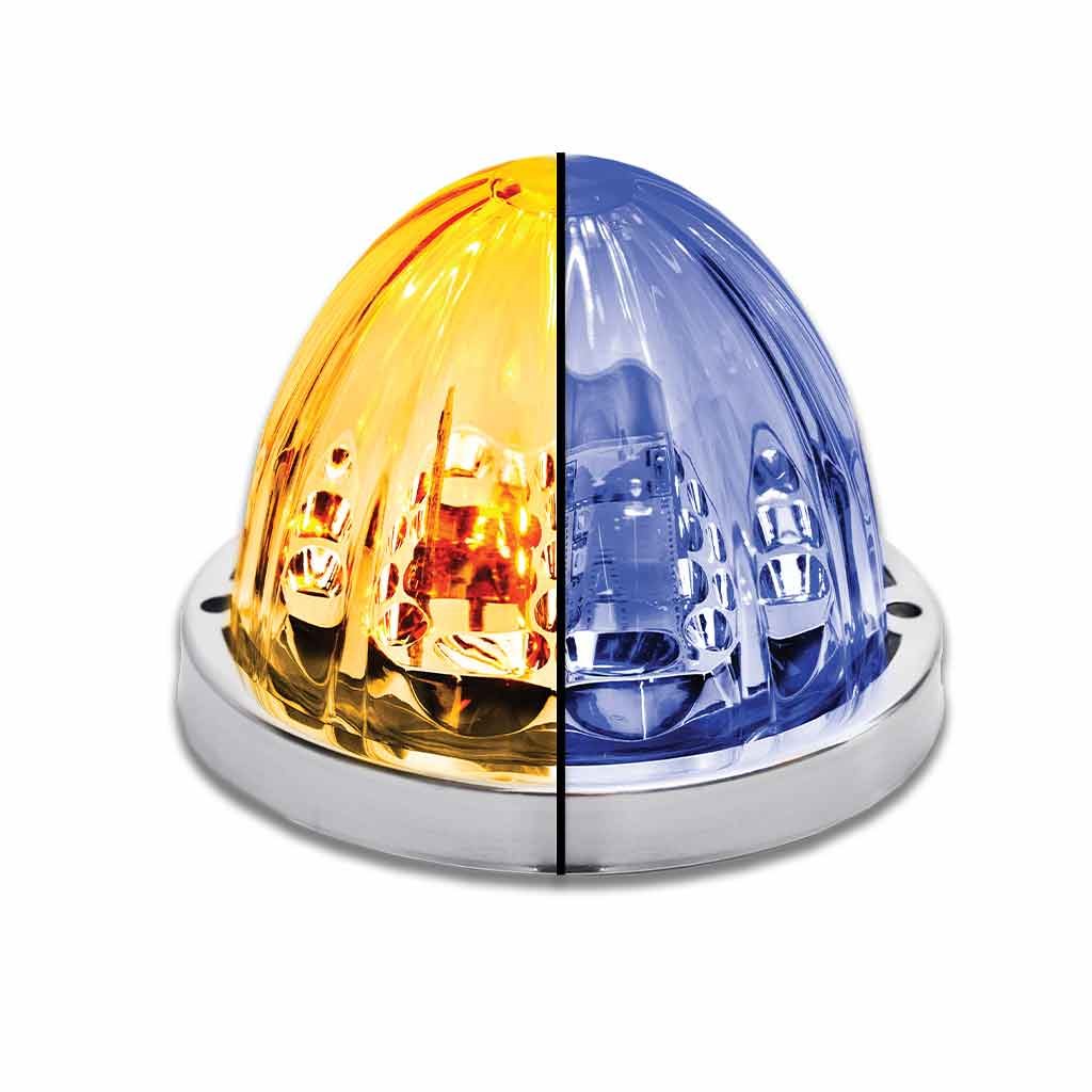 Amber Clearance & Marker to Blue Auxiliary Star-Burst Watermelon LED Light - 19 Diodes-TLED-WTAB