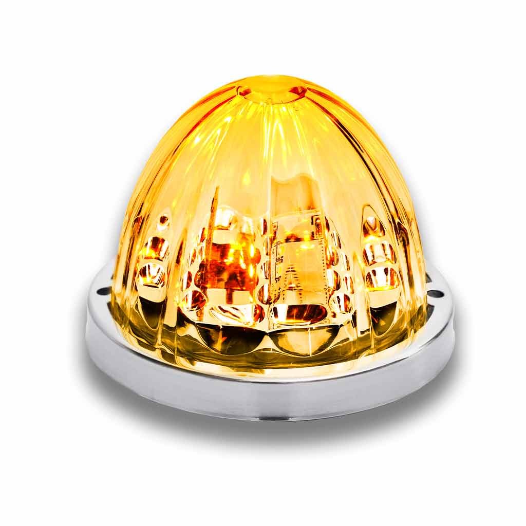 TLED-WTCA_ANGLE_ON Clear Amber Clearance & Marker Star-Burst Watermelon LED Light - 19 Diodes - Image 2