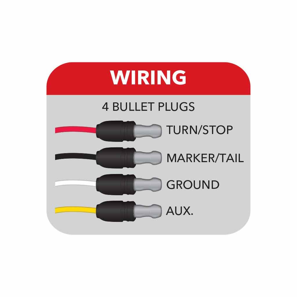 TLED-WTRW_WIRING Red Stop, Turn & Tail to White Auxiliary Star-Burst Watermelon LED Light - 19 Diodes - Image 6