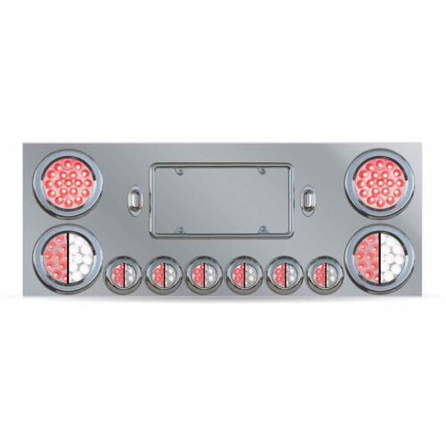 Dual LED Rear Center Panel - 4" & 2" Dual LEDs (Clear Lens) | Stainless Steel-TU-9001L2