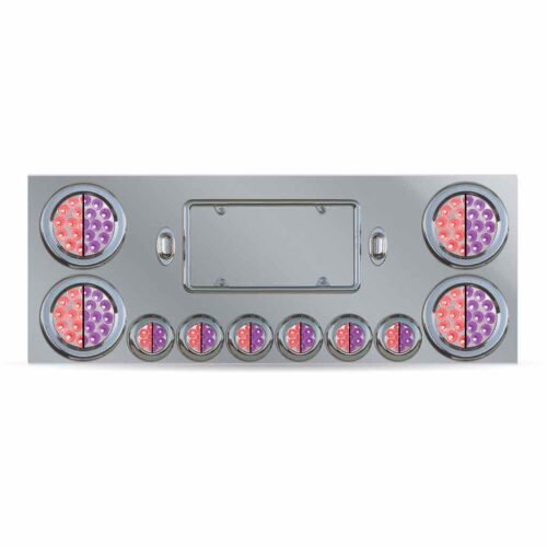 Dual LED Rear Center Panel - 4" & 2" Dual LEDs (Clear Lens) | Stainless Steel-TU-9001L5