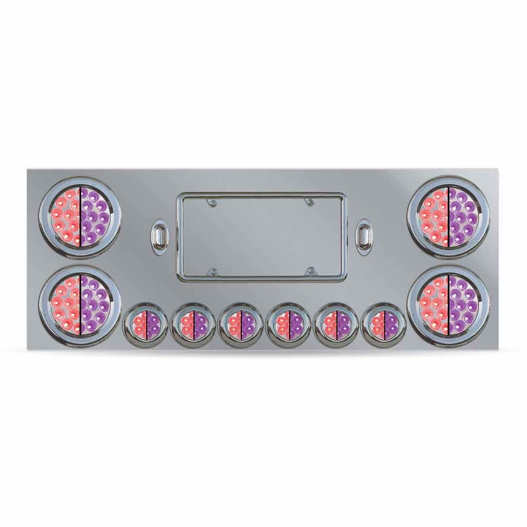Dual LED Rear Center Panel - 4" & 2" Dual LEDs (Clear Lens) | Stainless Steel-TU-9001L5