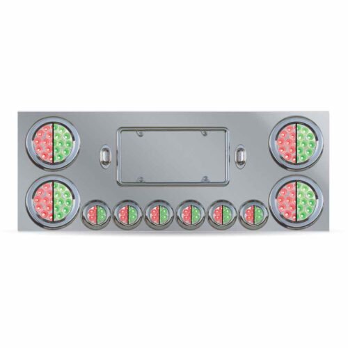 Dual LED Rear Center Panel - 4" & 2" Dual LEDs (Clear Lens) | Stainless Steel-TU-9001L6