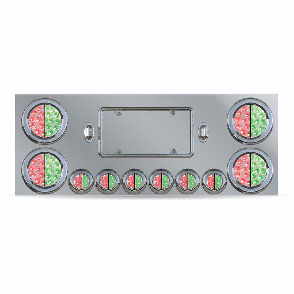 Dual LED Rear Center Panel - 4" & 2" Dual LEDs (Clear Lens) | Stainless Steel-TU-9001L6