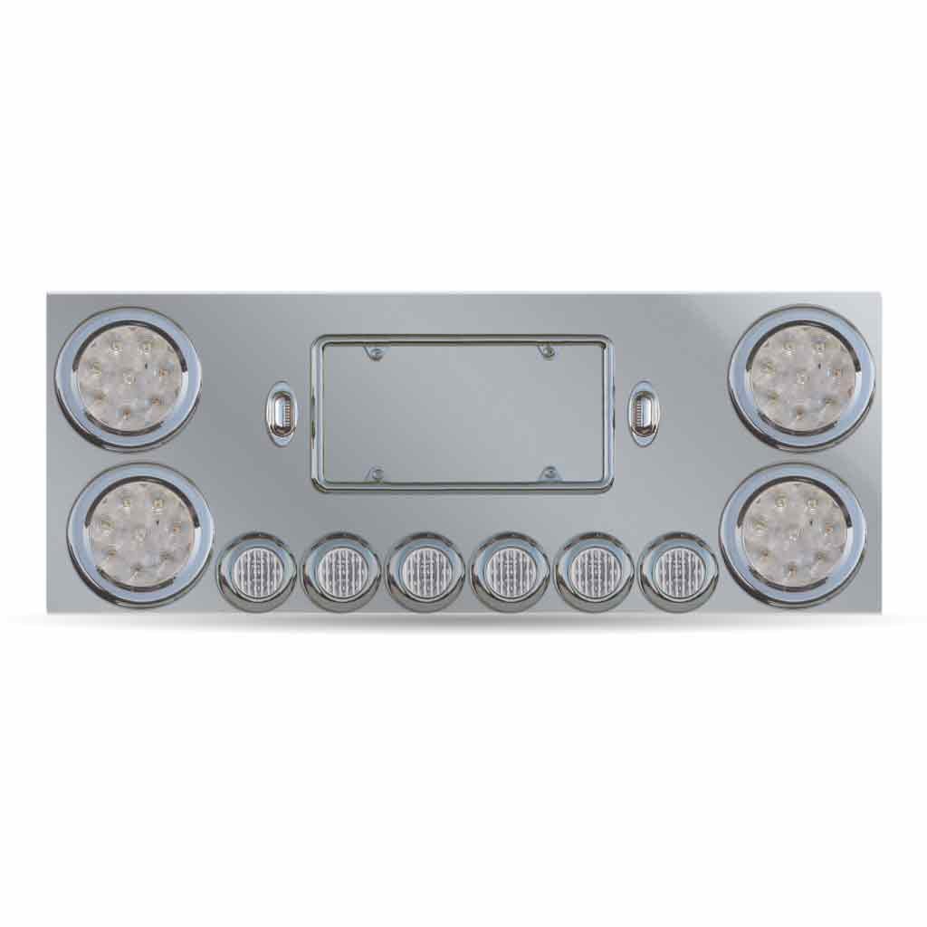 LED Rear Center Panel - 4" & 2" LEDs (Clear Lens) | Stainless Steel-TU-9001LC