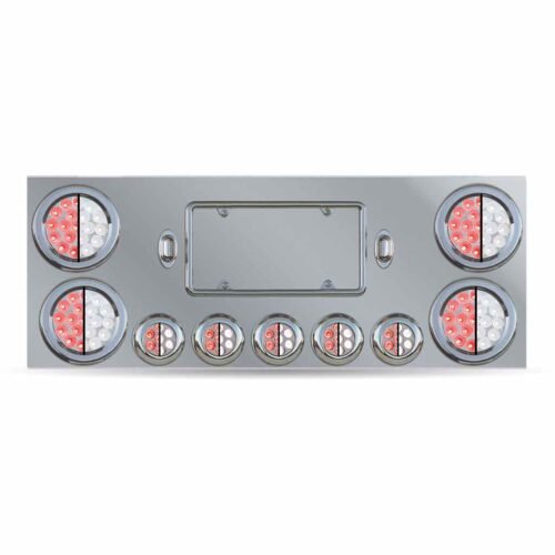 Dual LED Rear Center Panel - 4" & 2.5" Dual LEDs (Clear Lens) | Stainless Steel-TU-9002L3