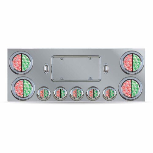 Dual LED Rear Center Panel - 4" & 2.5" Dual LEDs (Clear Lens) | Stainless Steel-TU-9002L6