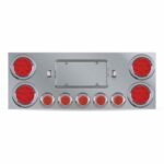 LED Rear Center Panel - 4" & 2.5" LEDs (Red Lens) | Stainless Steel-TU-9002L