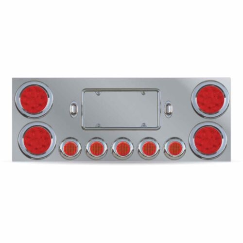 LED Rear Center Panel - 4" & 2.5" LEDs (Red Lens) | Stainless Steel-TU-9002L