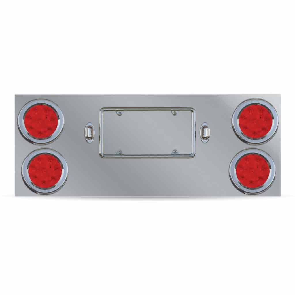 LED Rear Center Panel - 4" LEDs (Red Lens) | Stainless Steel-TU-9017L1