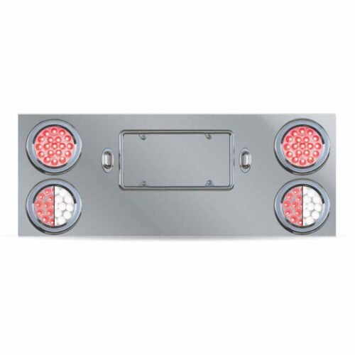 Dual LED Rear Center Panel - 4" Dual LEDs (Clear Lens) | Stainless Steel-TU-9017L4